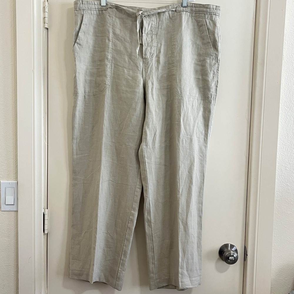 Toscano Womens 100% Linen Pants XLarge Lagenlook Resort Travel Coastal Comfy